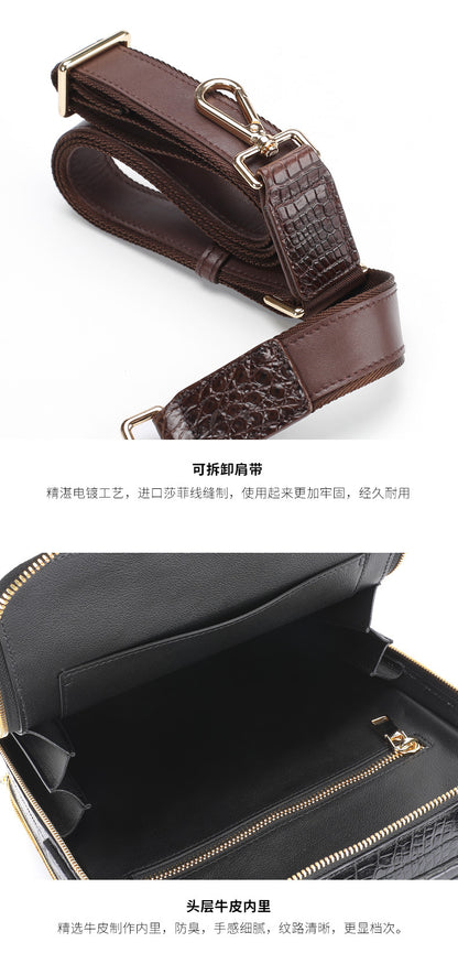 シャムワニ皮本革製メンズショルダーバッグビジネスカジュアル斜めがけバッグハンドバッグ