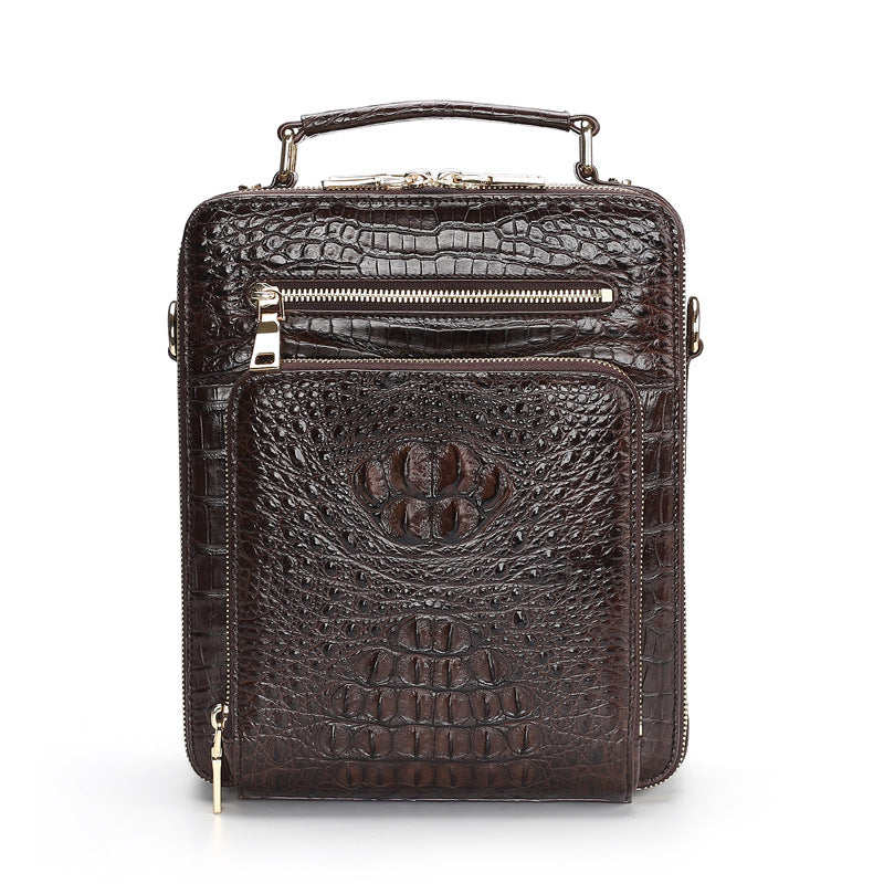 シャムワニ皮本革製メンズショルダーバッグビジネスカジュアル斜めがけバッグハンドバッグ