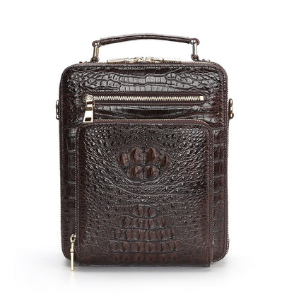 シャムワニ皮本革製メンズショルダーバッグビジネスカジュアル斜めがけバッグハンドバッグ