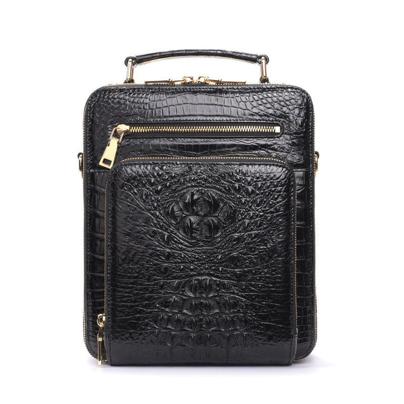 シャムワニ皮本革製メンズショルダーバッグビジネスカジュアル斜めがけバッグハンドバッグ