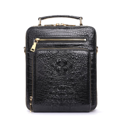 シャムワニ皮本革製メンズショルダーバッグビジネスカジュアル斜めがけバッグハンドバッグ