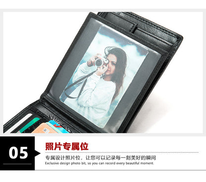 メンズ 短財布 牛皮 本革製 rfidカード入れ レトロ男性用ウォレットカードバッグ