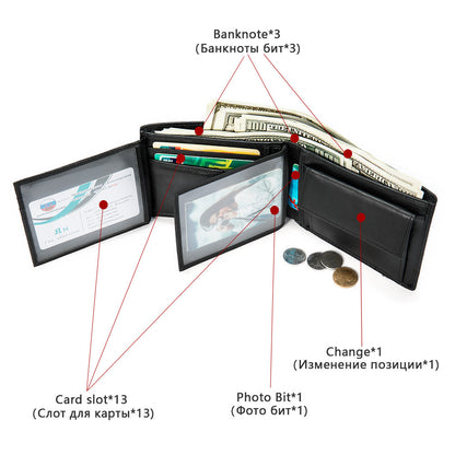 メンズ 短財布 牛皮 本革製 rfidカード入れ レトロ男性用ウォレットカードバッグ