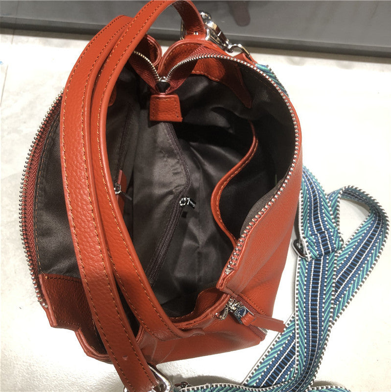 牛革カジュアル女性用バッグソフト牛革ロングラインバッグライチ柄ジッパー暗袋ハンドバッグ