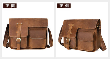 メンズショルダーバッグ 牛皮本革製 高品質 ヴィンテージ 大容量 男性斜めがけバッグ ブリーフケース