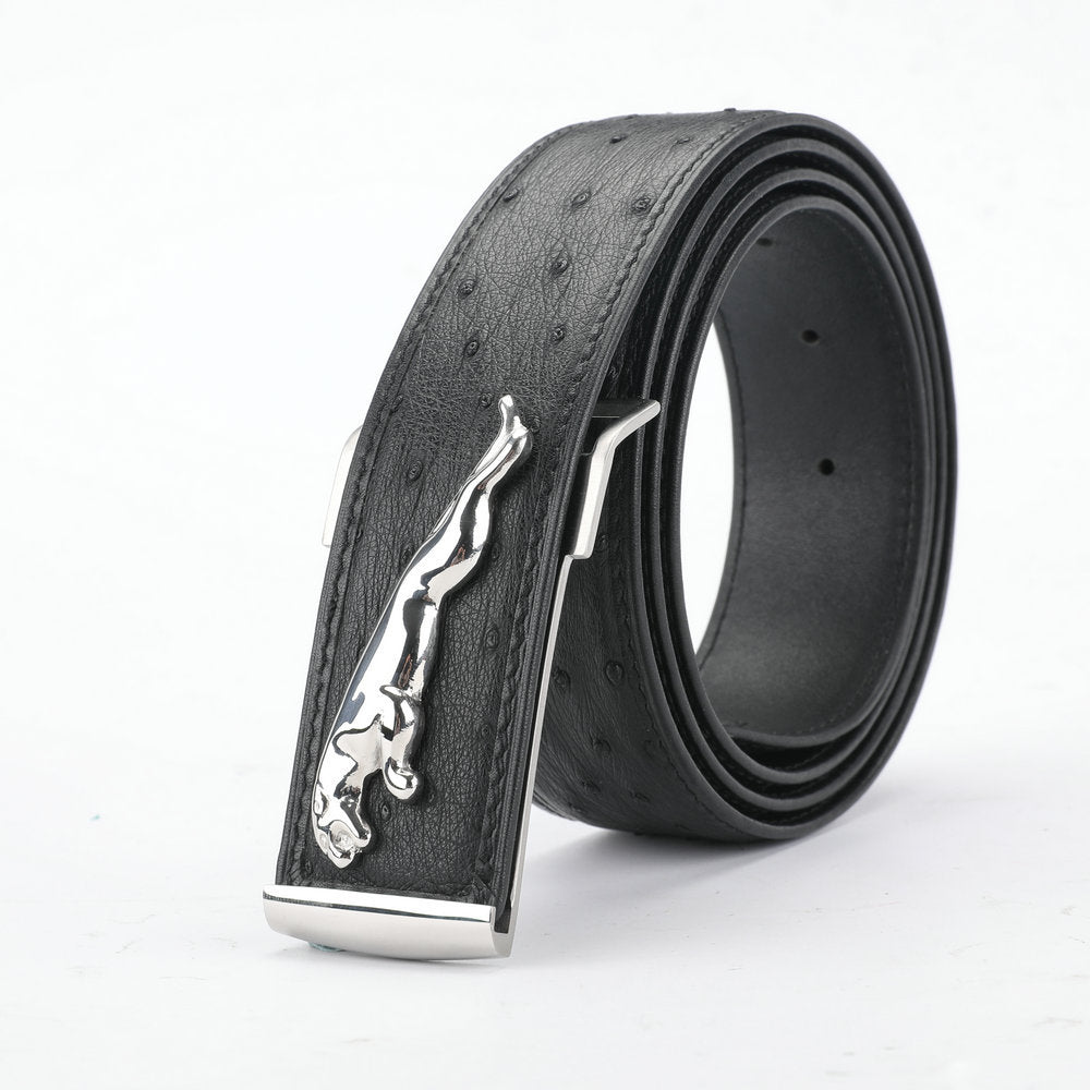 南アフリカ ダチョウの皮 本革製 メンズベルト高品質男性ベルト