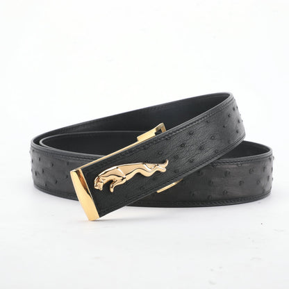 南アフリカ ダチョウの皮 本革製 メンズベルト高品質男性ベルト