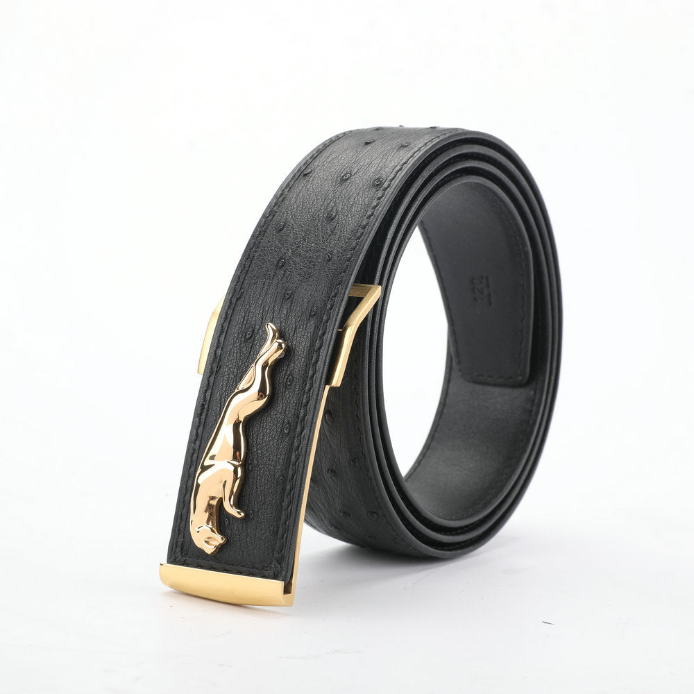 南アフリカ ダチョウの皮 本革製 メンズベルト高品質男性ベルト