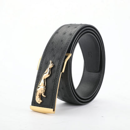 南アフリカ ダチョウの皮 本革製 メンズベルト高品質男性ベルト