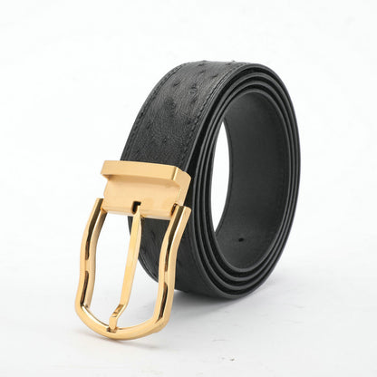 メンズベルト南アフリカ ダチョウの皮 本革製 高品質 おしゃれカジュアル男性用ベルト