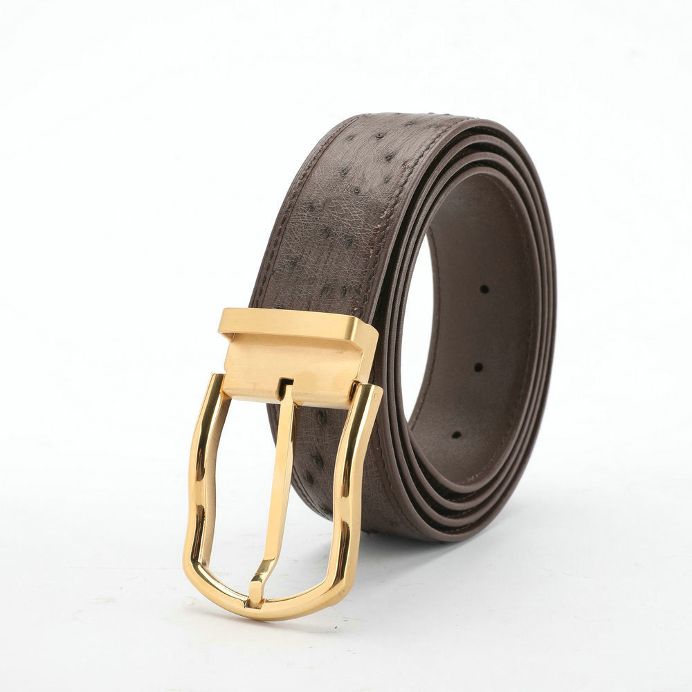 メンズベルト南アフリカ ダチョウの皮 本革製 高品質 おしゃれカジュアル男性用ベルト