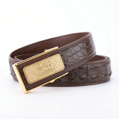 メンズベルト シャムワニ皮 本革製高品質 自動バックルカジュアル