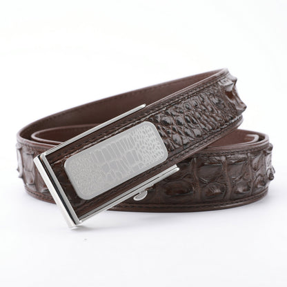 メンズベルト シャムワニ皮 本革製高品質 自動バックルカジュアル