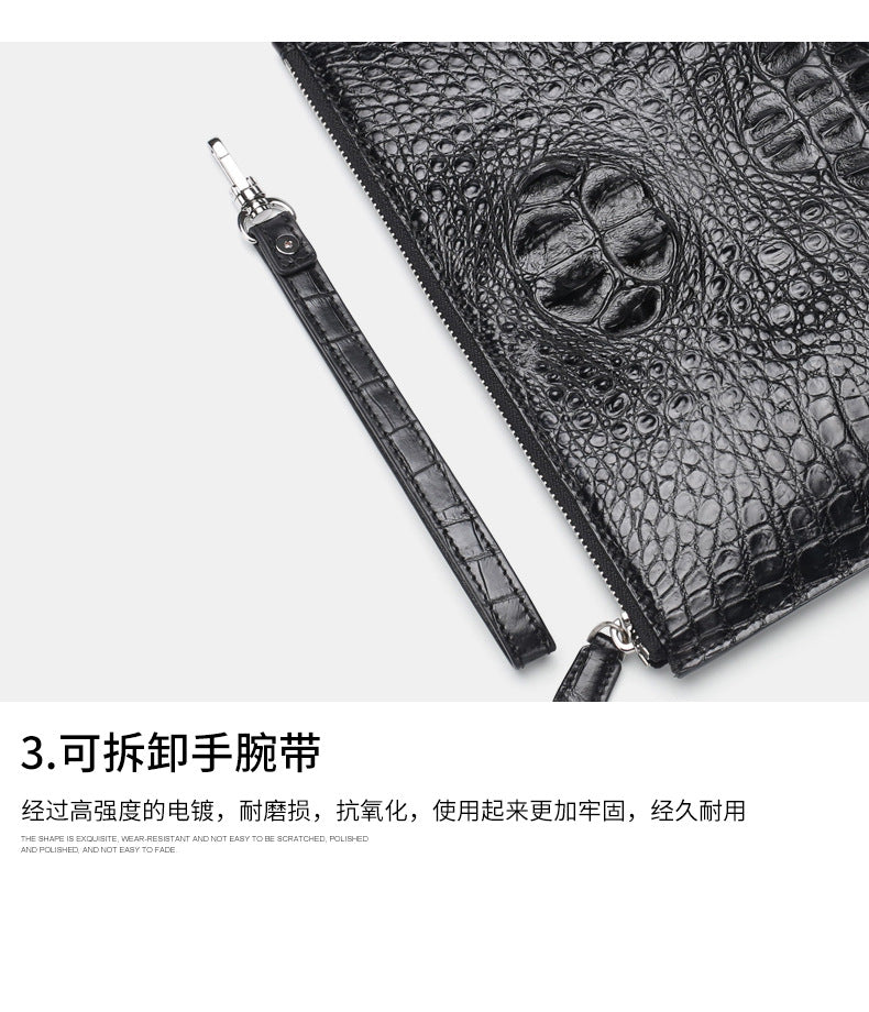 Siamese Crocodile Skin Men's Bag Genuine Leather Business Casual Handbag 