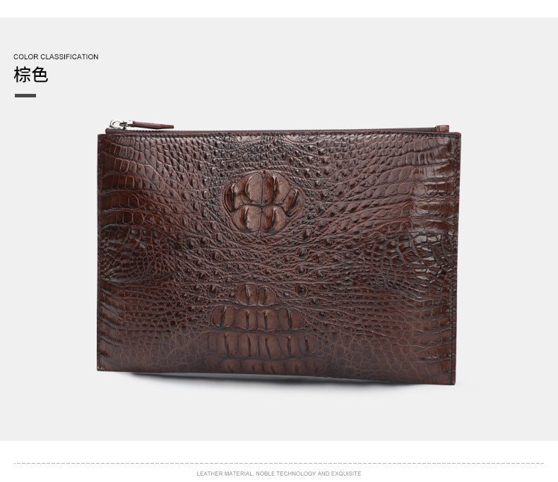 Siamese Crocodile Skin Men's Bag Genuine Leather Business Casual Handbag 