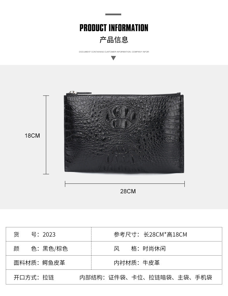 Siamese Crocodile Skin Men's Bag Genuine Leather Business Casual Handbag 