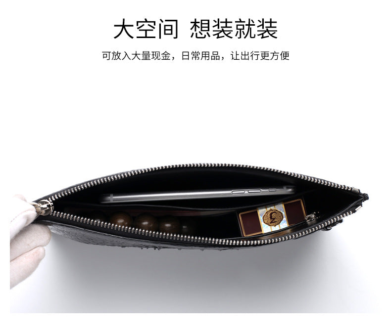 Siamese Crocodile Skin Men's Bag Genuine Leather Business Casual Handbag 
