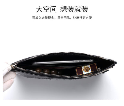 Siamese Crocodile Skin Men's Bag Genuine Leather Business Casual Handbag 