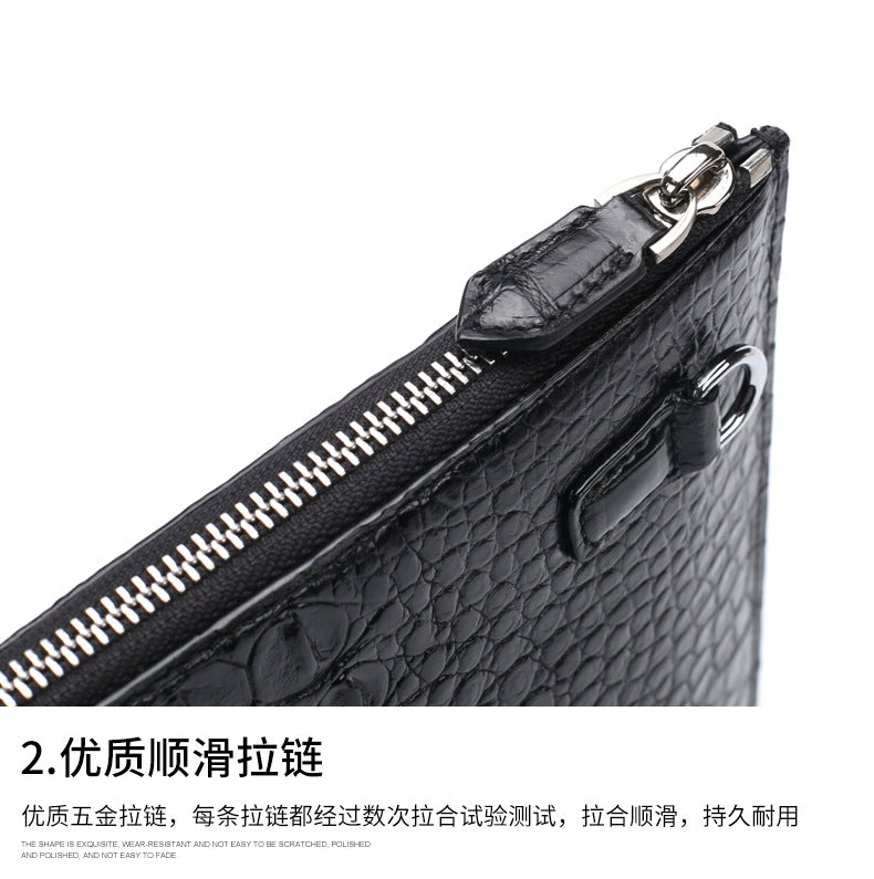 Siamese Crocodile Skin Men's Bag Genuine Leather Business Casual Handbag 