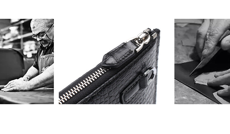 Siamese Crocodile Skin Men's Bag Genuine Leather Business Casual Handbag 