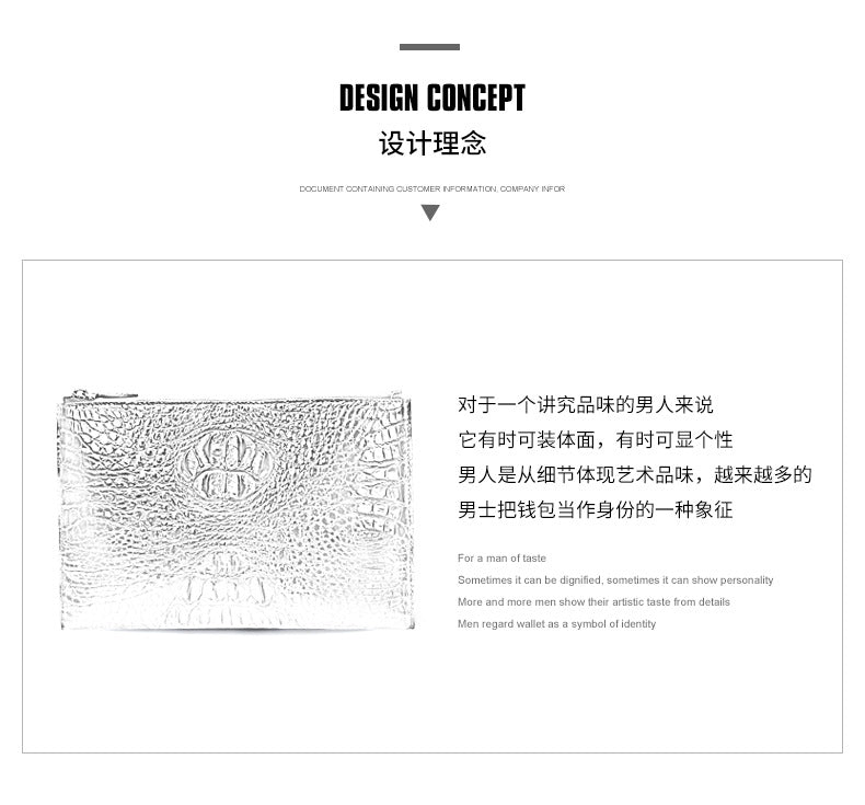 Siamese Crocodile Skin Men's Bag Genuine Leather Business Casual Handbag 