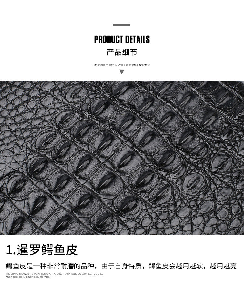 Siamese Crocodile Skin Men's Bag Genuine Leather Business Casual Handbag 