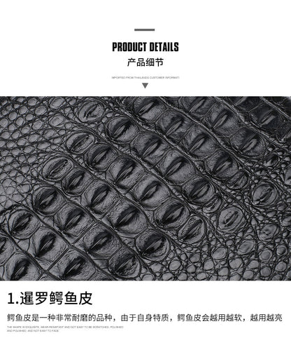 Siamese Crocodile Skin Men's Bag Genuine Leather Business Casual Handbag 