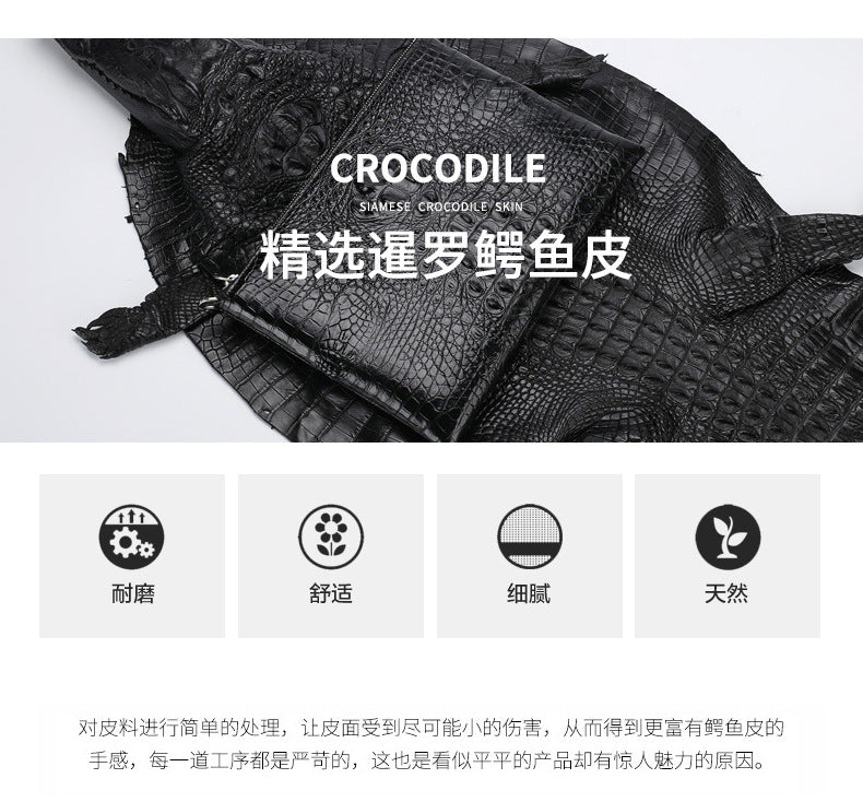 Siamese Crocodile Skin Men's Bag Genuine Leather Business Casual Handbag 