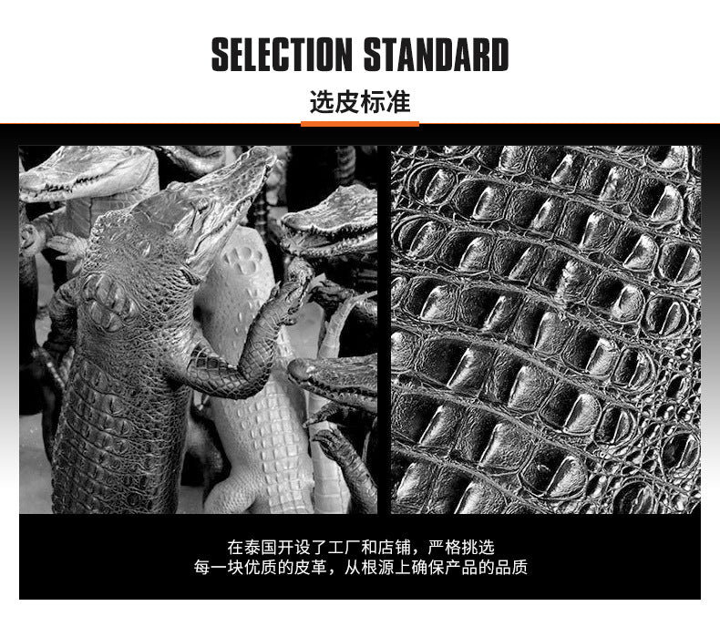 Siamese Crocodile Skin Men's Bag Genuine Leather Business Casual Handbag 