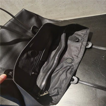 マジック貼り大容量カジュアルショッピングバッグ牛革バッグワンショルダークラッシュカラーバッグ