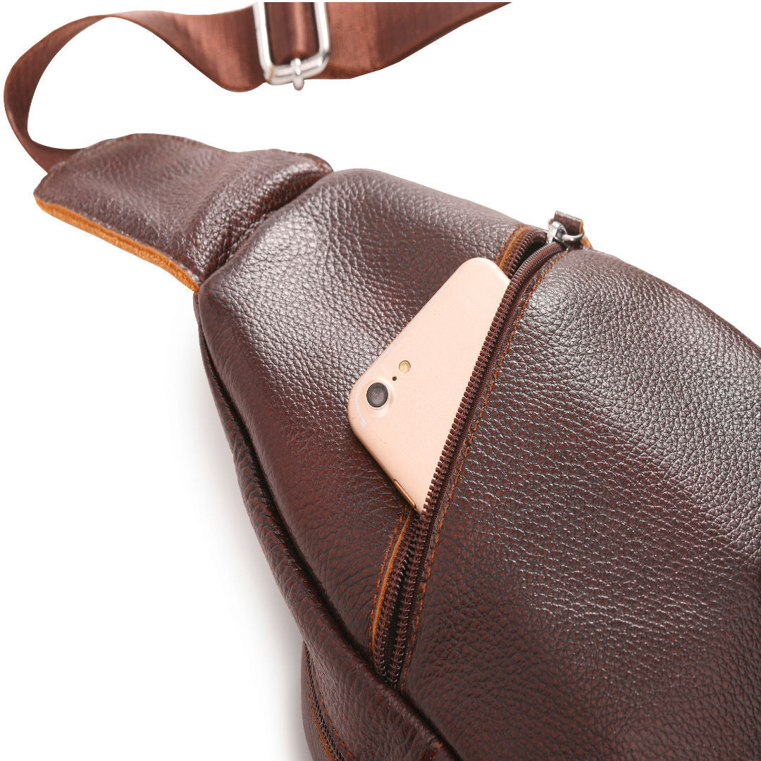 メンズバストバッグ牛革本革製韩国ファッション個性レトロカジュアルショルダーバッグ男性用斜めがけバッグ