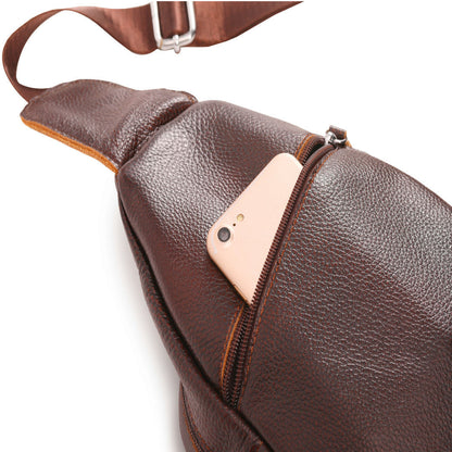 メンズバストバッグ牛革本革製韩国ファッション個性レトロカジュアルショルダーバッグ男性用斜めがけバッグ