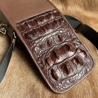 Men's Shoulder Bag Crocodile Skin Skull Skin Genuine Leather Casual Fashion Large Capacity Men's Crossbody Bag