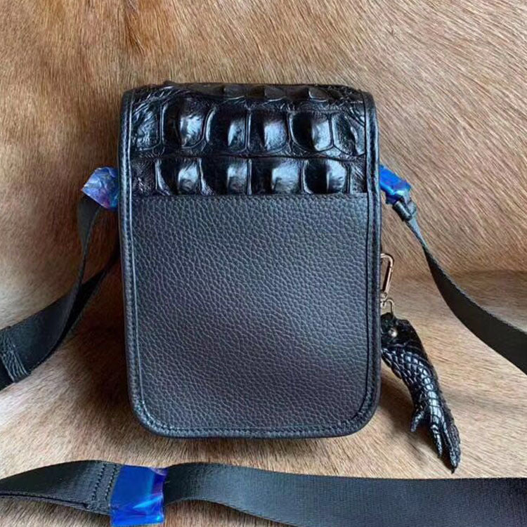 Men's Shoulder Bag Crocodile Skin Skull Skin Genuine Leather Casual Fashion Large Capacity Men's Crossbody Bag