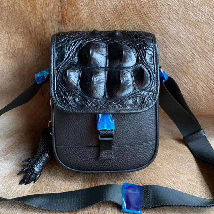 Men's Shoulder Bag Crocodile Skin Skull Skin Genuine Leather Casual Fashion Large Capacity Men's Crossbody Bag