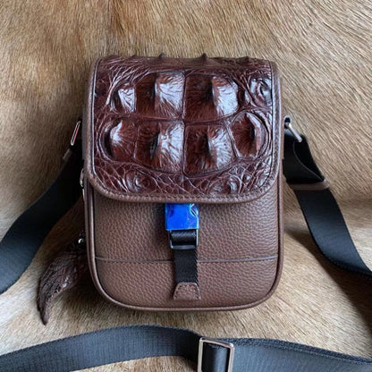 Men's Shoulder Bag Crocodile Skin Skull Skin Genuine Leather Casual Fashion Large Capacity Men's Crossbody Bag