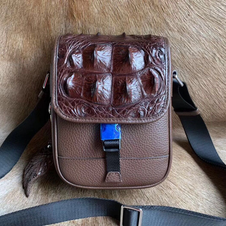 Men's Shoulder Bag Crocodile Skin Skull Skin Genuine Leather Casual Fashion Large Capacity Men's Crossbody Bag