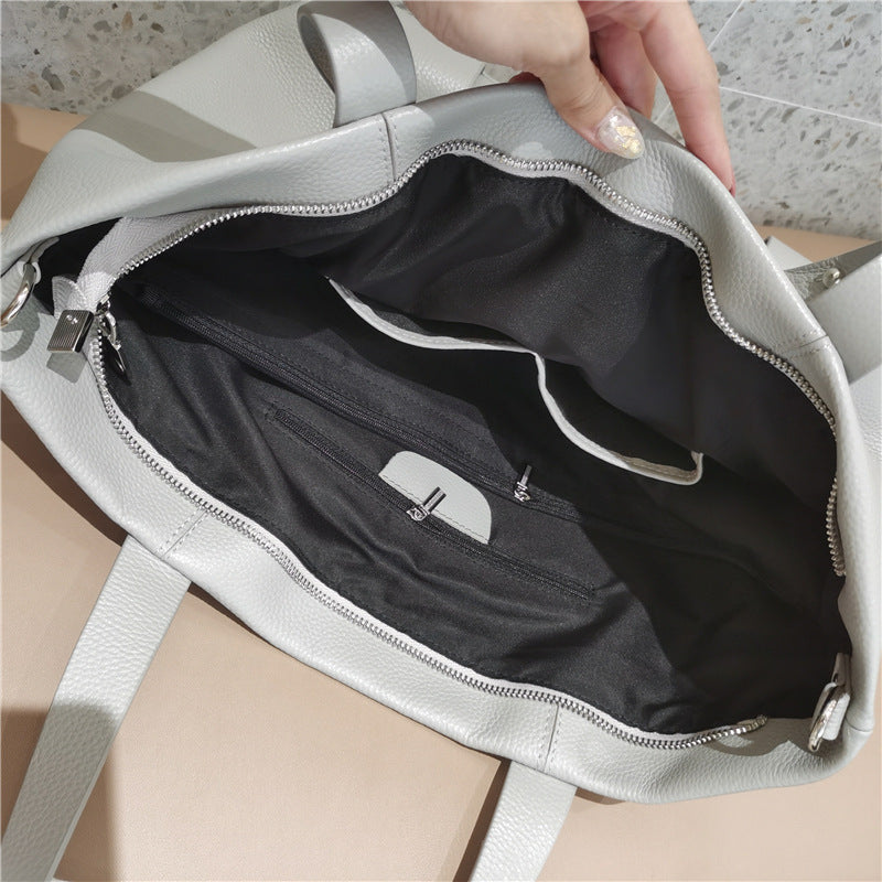 ジッパーバッグカジュアルショルダーバッグ大容量牛革レディースバッグ本革トートバッグ斜めショルダーバッグ