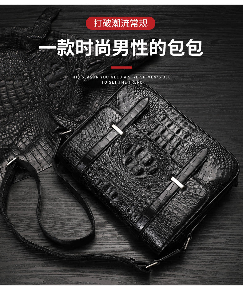 New Crocodile Skin Men's Cambridge Bag Genuine Leather High Quality Luxury Casual Business Crossbody Bag Shoulder Bag 