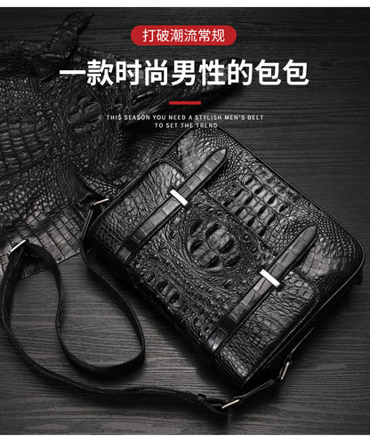 New Crocodile Skin Men's Cambridge Bag Genuine Leather High Quality Luxury Casual Business Crossbody Bag Shoulder Bag 