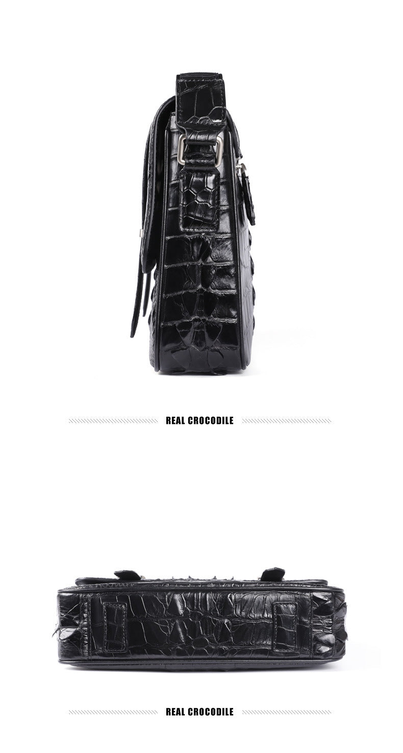 New Crocodile Skin Men's Cambridge Bag Genuine Leather High Quality Luxury Casual Business Crossbody Bag Shoulder Bag 