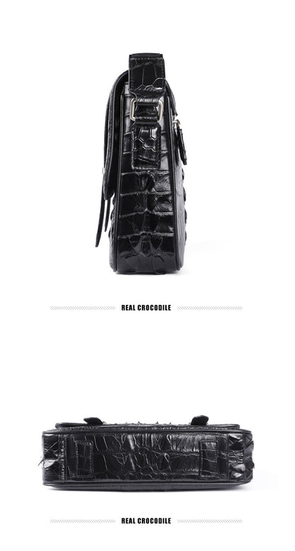New Crocodile Skin Men's Cambridge Bag Genuine Leather High Quality Luxury Casual Business Crossbody Bag Shoulder Bag 