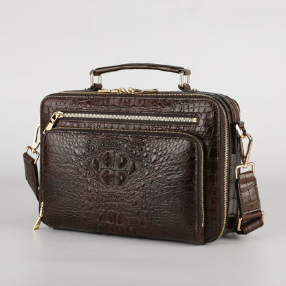 新品シャムワニ皮 メンズバッグ 本革 おしゃれ 通勤ビジネスバッグ 多機能ショルダーバッグ 斜めがけバッグ ハンドバッグ