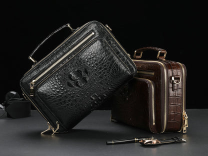 新品シャムワニ皮 メンズバッグ 本革 おしゃれ 通勤ビジネスバッグ 多機能ショルダーバッグ 斜めがけバッグ ハンドバッグ