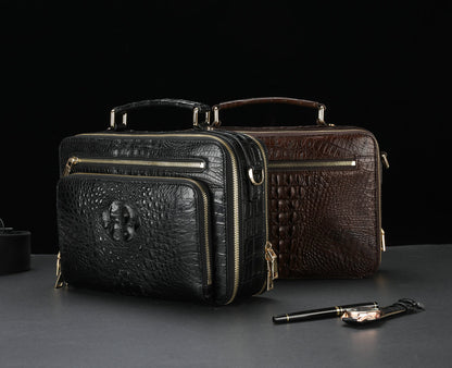 新品シャムワニ皮 メンズバッグ 本革 おしゃれ 通勤ビジネスバッグ 多機能ショルダーバッグ 斜めがけバッグ ハンドバッグ