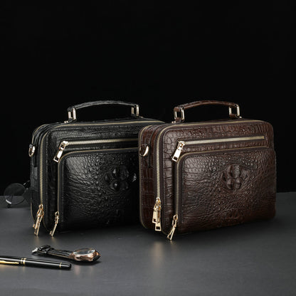 新品シャムワニ皮 メンズバッグ 本革 おしゃれ 通勤ビジネスバッグ 多機能ショルダーバッグ 斜めがけバッグ ハンドバッグ