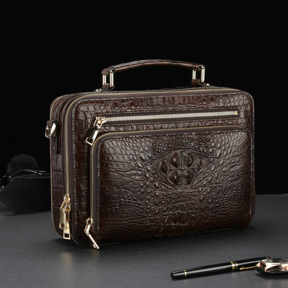 新品シャムワニ皮 メンズバッグ 本革 おしゃれ 通勤ビジネスバッグ 多機能ショルダーバッグ 斜めがけバッグ ハンドバッグ