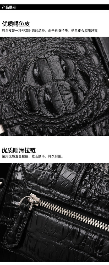 New Crocodile Skin Men's Cambridge Bag Genuine Leather High Quality Luxury Casual Business Crossbody Bag Shoulder Bag 