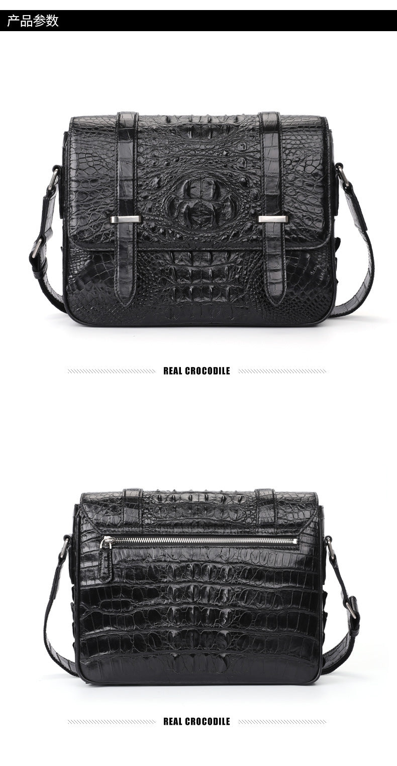 New Crocodile Skin Men's Cambridge Bag Genuine Leather High Quality Luxury Casual Business Crossbody Bag Shoulder Bag 