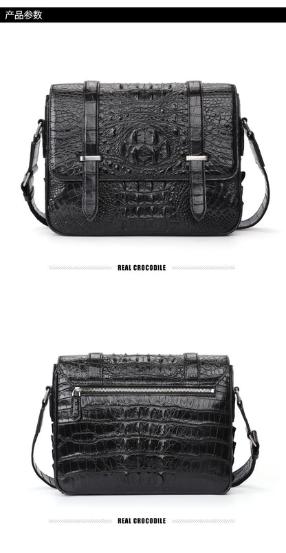 New Crocodile Skin Men's Cambridge Bag Genuine Leather High Quality Luxury Casual Business Crossbody Bag Shoulder Bag 